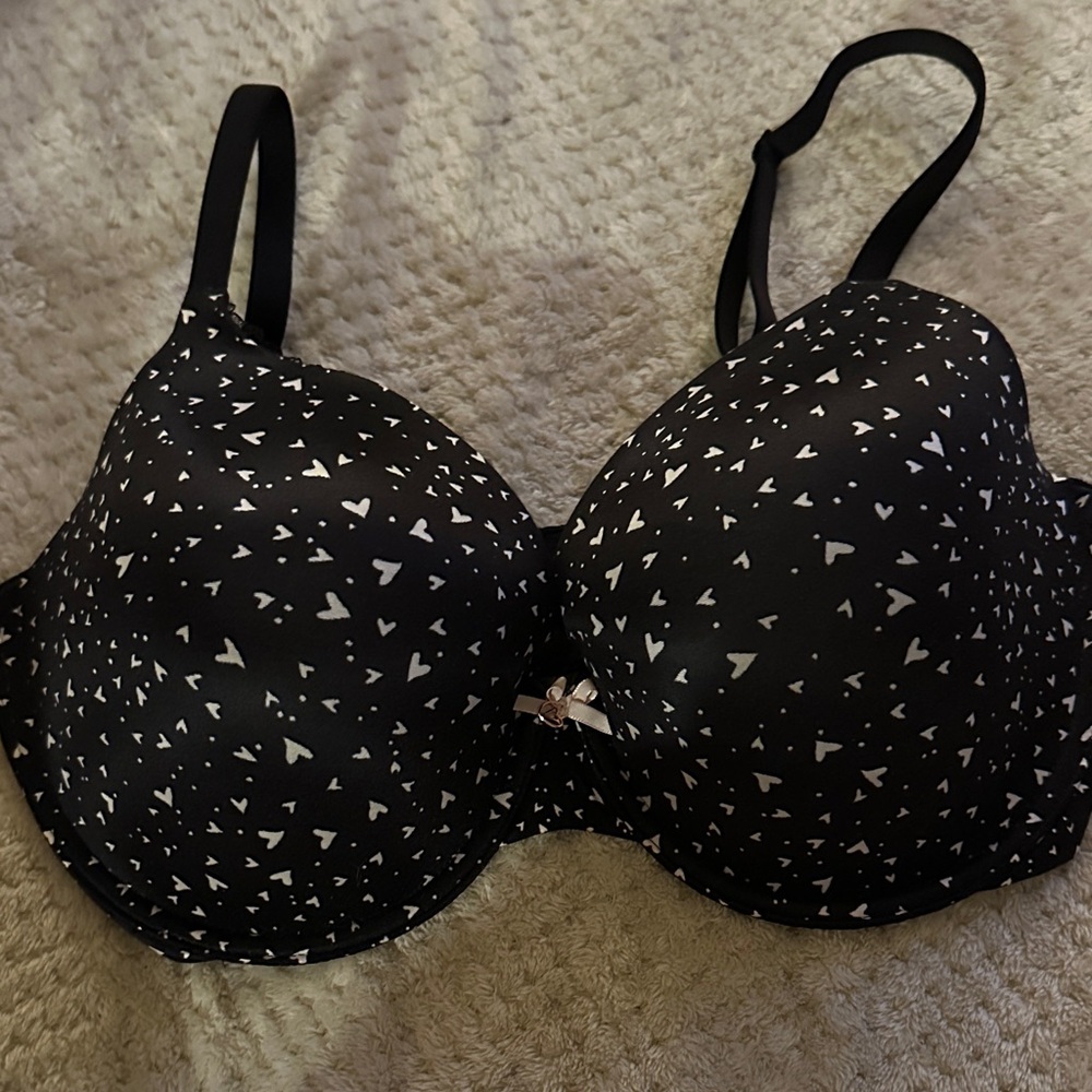 Women's Black Heart Print Bra